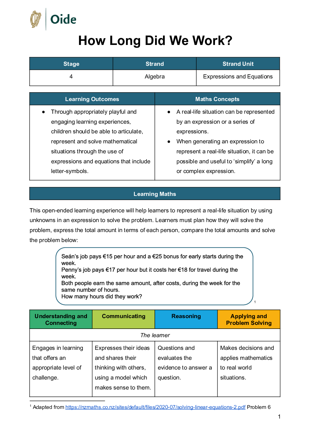 How Long Did We Work Stage 4 Expressions and Equations pdf