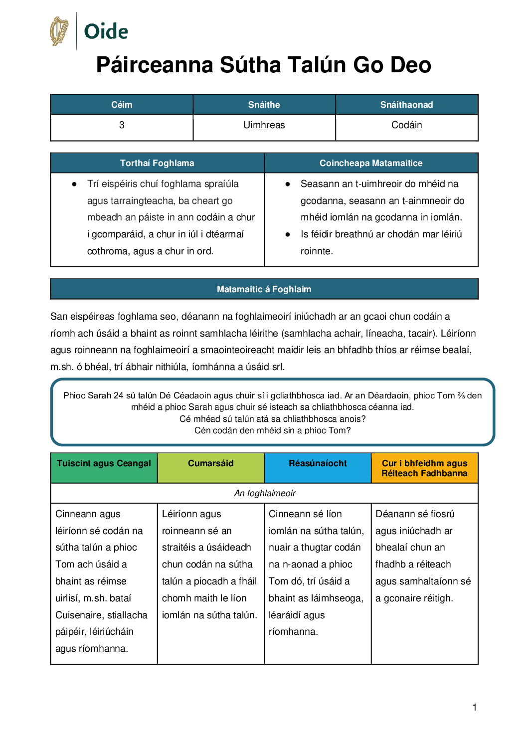 Pairceanna Sutha Talun Go Deo Ceim 3 Codain pdf