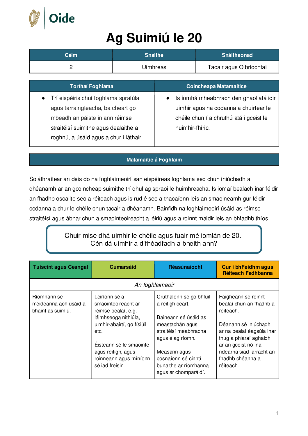 Ag Suimiu le 20 Ceim 2 Tacair agus Oibriochtai pdf