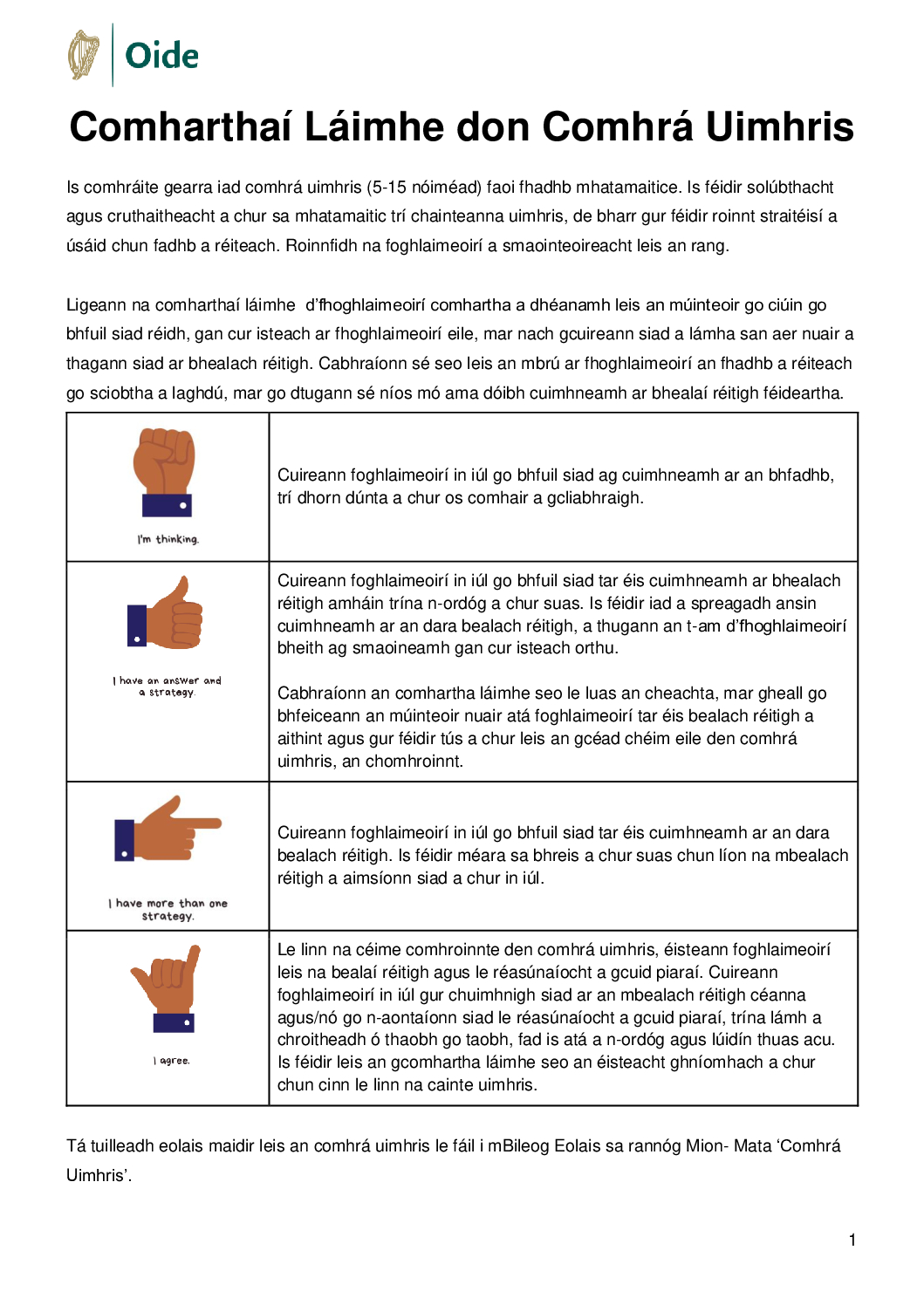 Comharthai Laimhe don Comhra Uimhris pdf