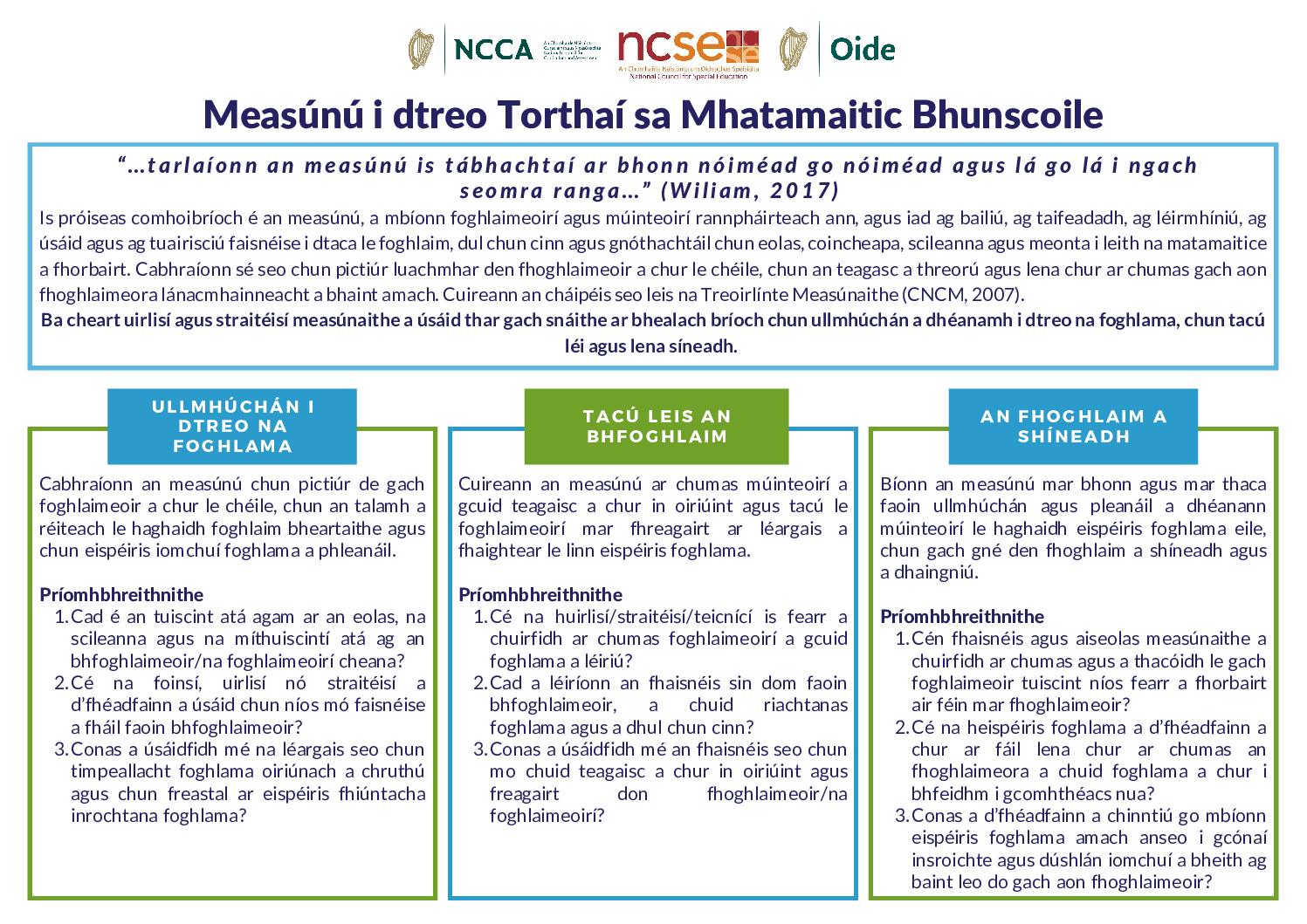 Measunu i dtreo Torthai sa Mhatamaitic Bhunscoile pdf