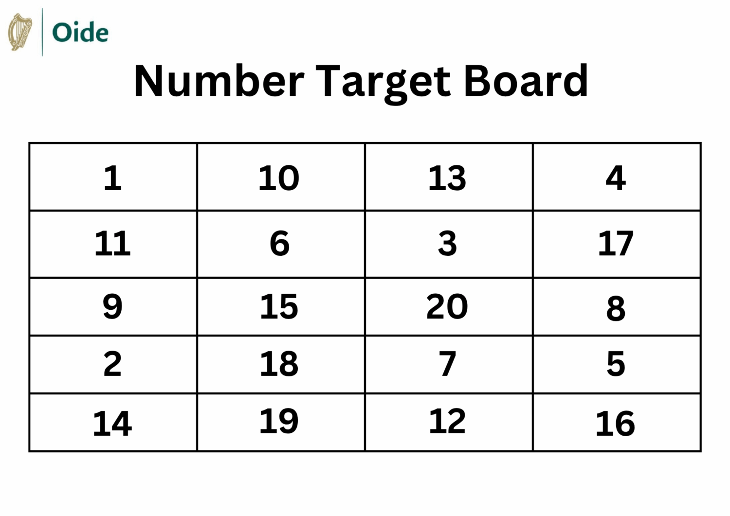 Number Target Board