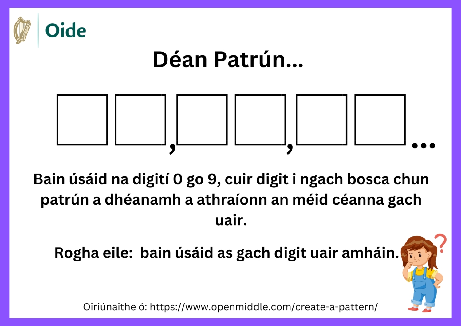 Create a Pattern Gaeilge