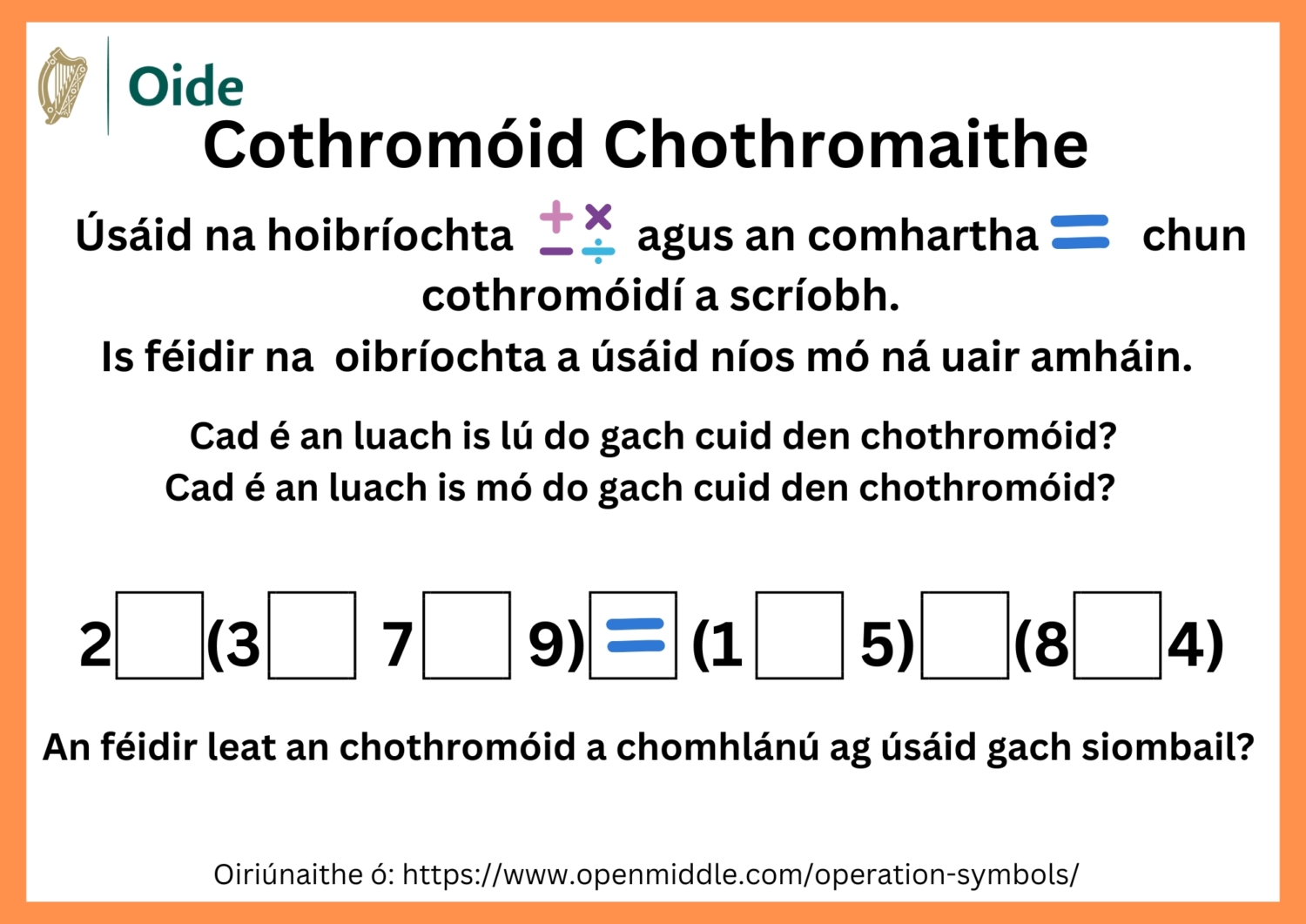 Balance Equations Gaeilge