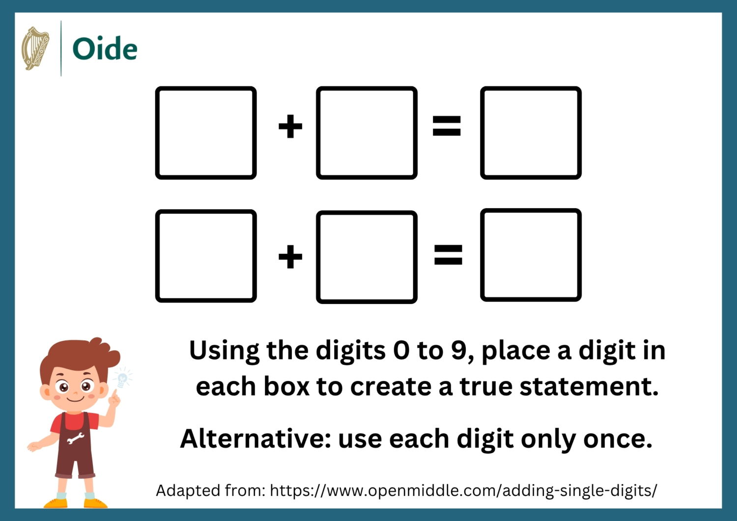 Adding Single Digits-Algebra