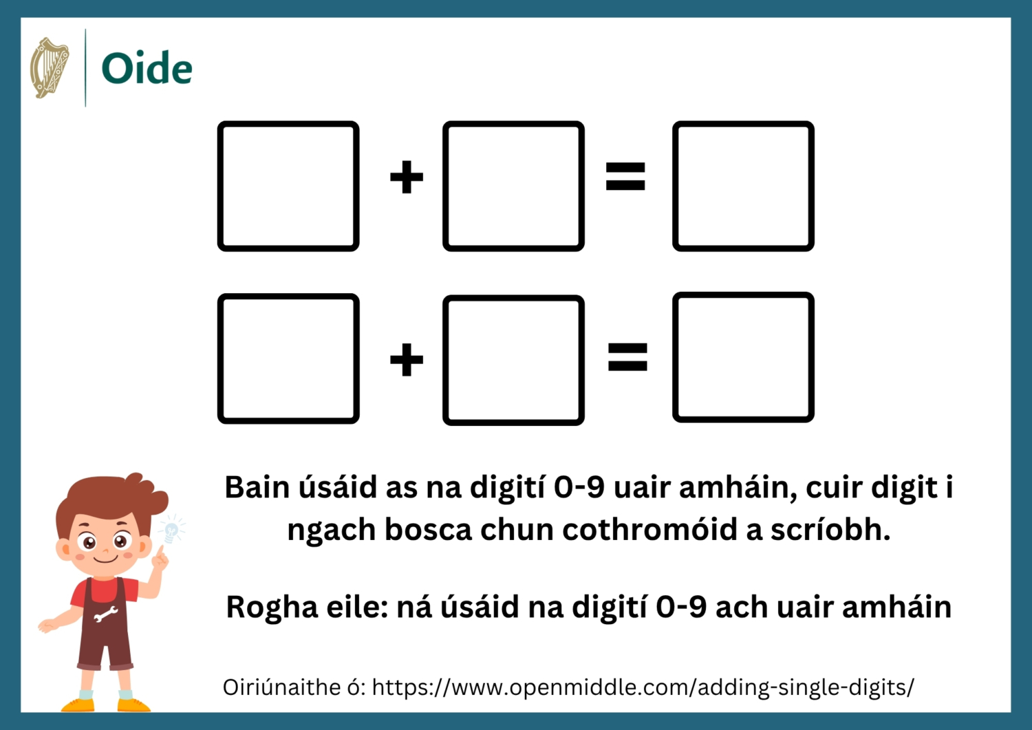 Adding Single Digits Gaeilge