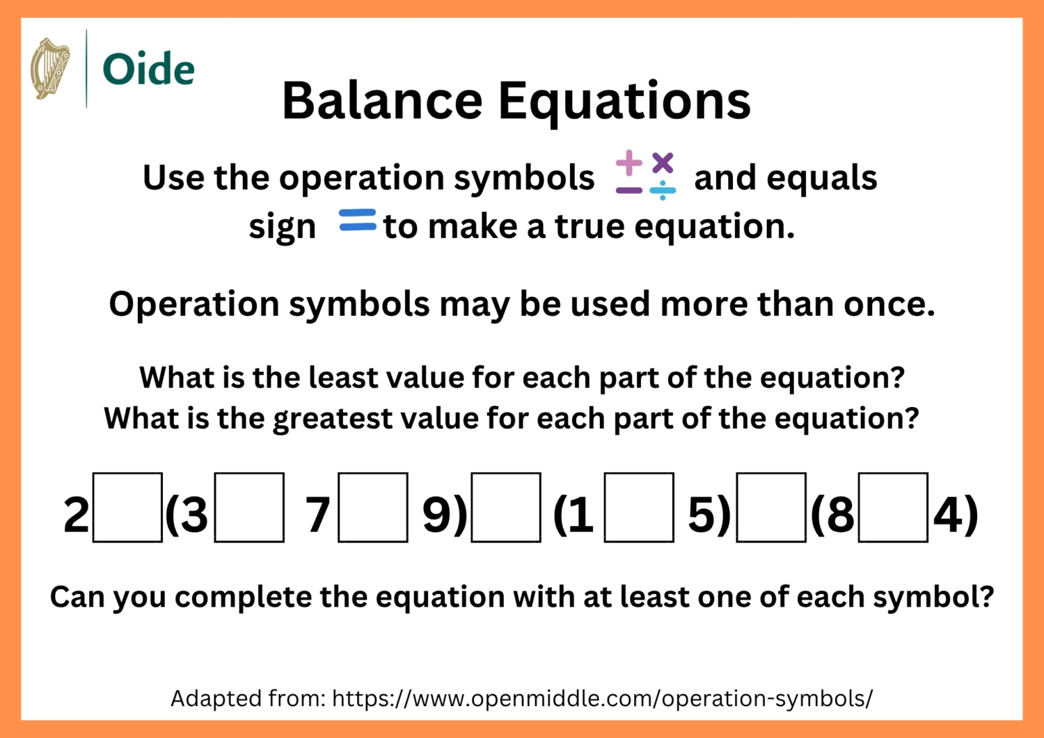 Balance Equations-Algebra