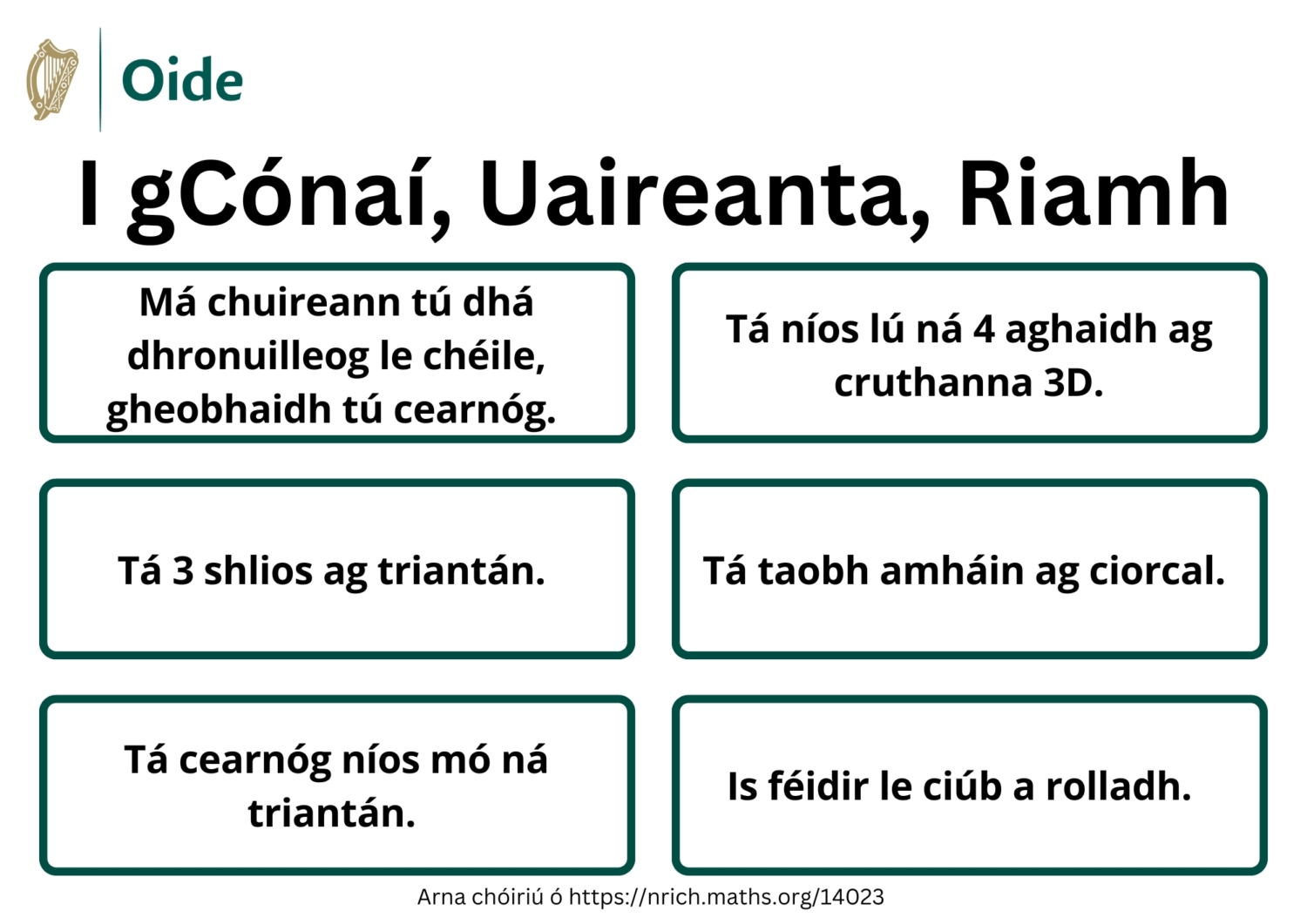 (Irish) Shape and Space Stage 1
