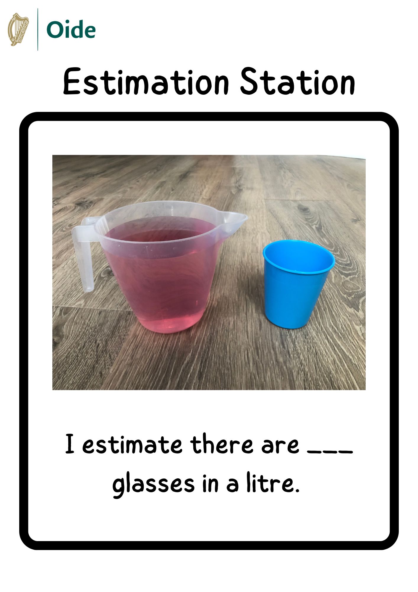 Estimation Station Litre and Glass