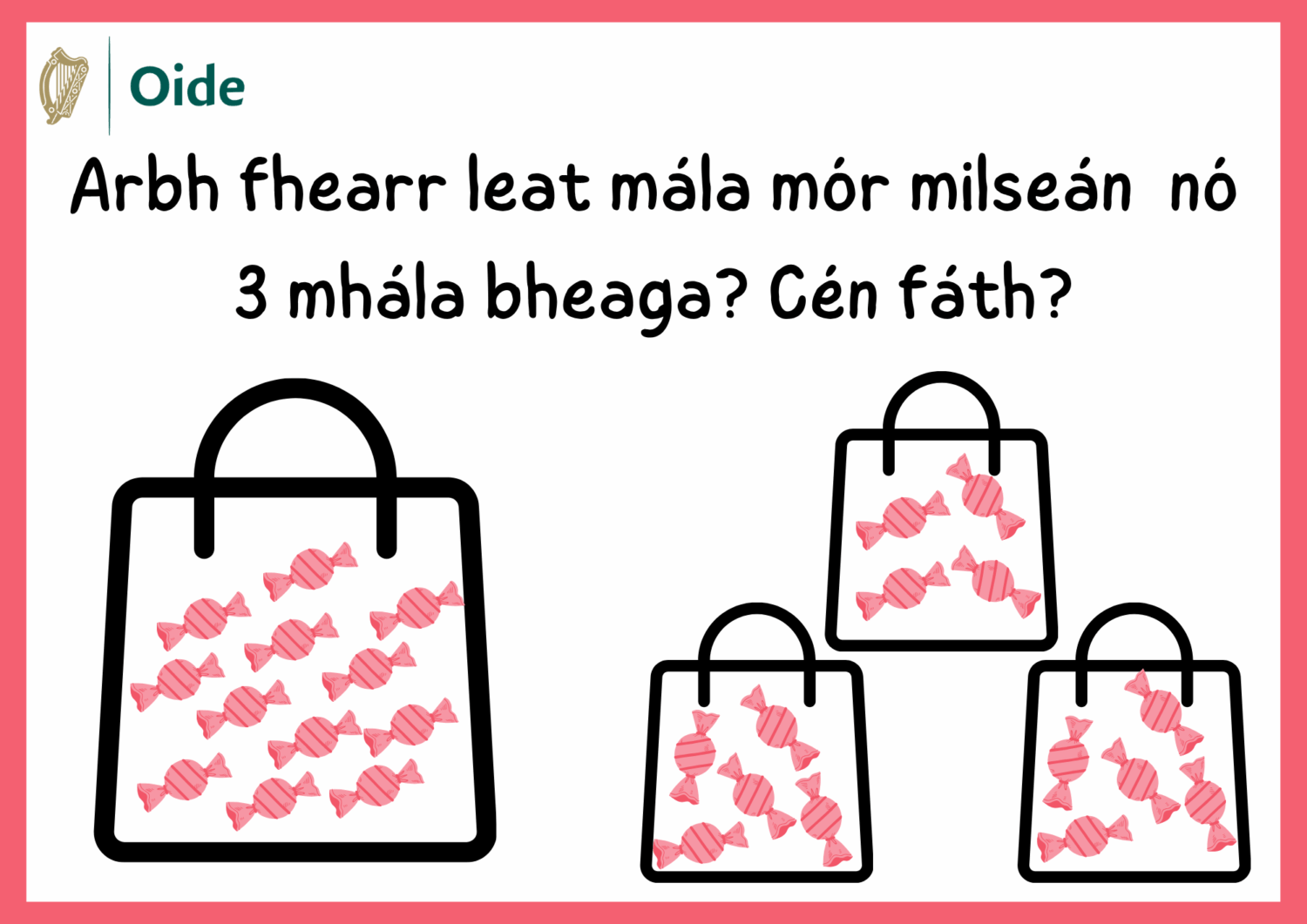 (Irish) Selecting Sweets Pictures Gaeilge