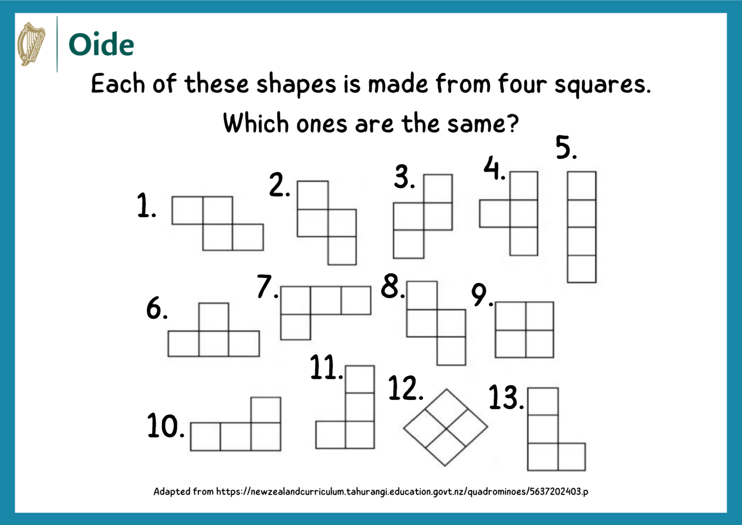 Shapes from Four Squares