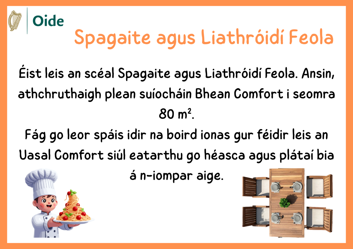 Spaghetti and Meatballs Gaeilge